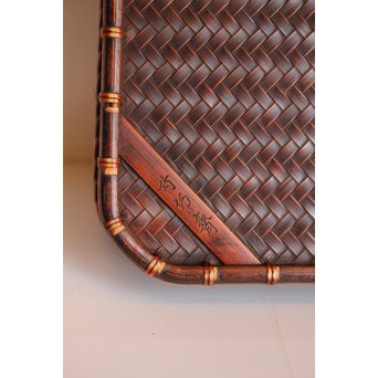 竹巧斎作　竹工芸煎茶盆　K327 