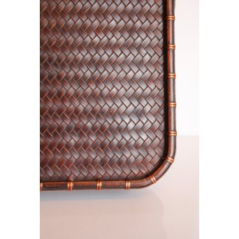 竹巧斎作　竹工芸煎茶盆　K327 