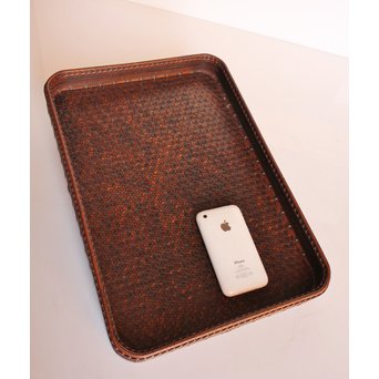 竹巧斎作　竹工芸煎茶盆　K327 