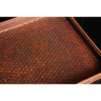 竹巧斎作　竹工芸煎茶盆　K327 