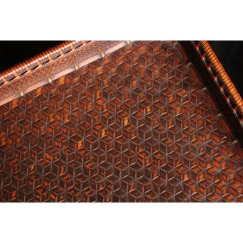 竹巧斎作　竹工芸煎茶盆　K327 