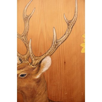 鹿のつがい　板絵　B852 