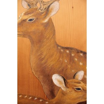 鹿のつがい　板絵　B852 