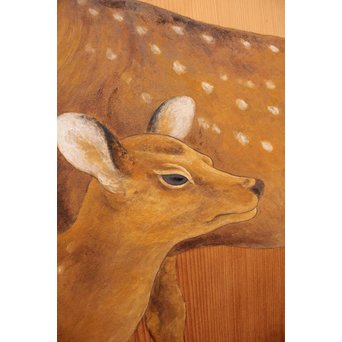 鹿のつがい　板絵　B852 