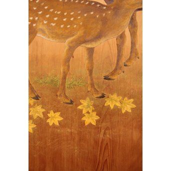 鹿のつがい　板絵　B852 