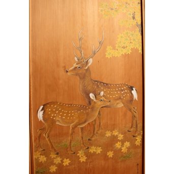 鹿のつがい　板絵　B852 