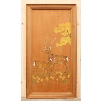 鹿のつがい　板絵　B852 