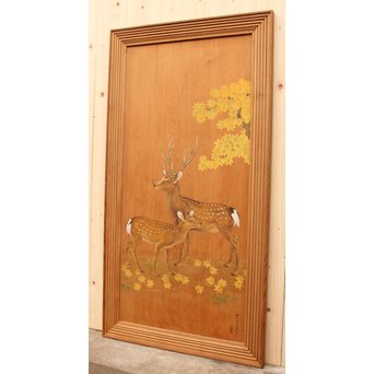鹿のつがい　板絵　B852 