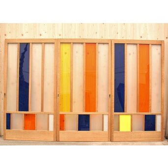 カラフルアクリルとガラスの建具　3枚1組　GD962