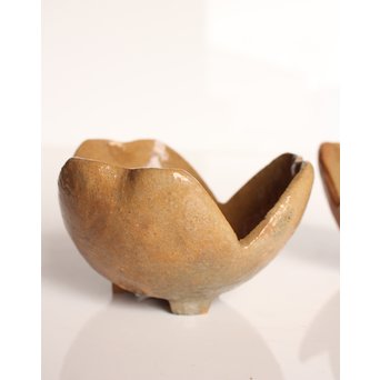 楽九代了入作　楽焼白釉三つ葉向付5客　S2800 