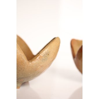 楽九代了入作　楽焼白釉三つ葉向付5客　S2800 