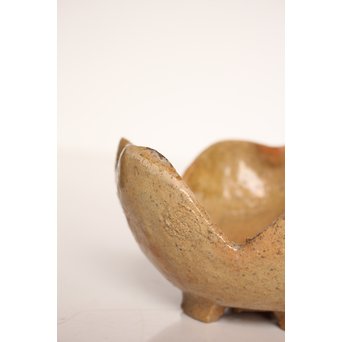 楽九代了入作　楽焼白釉三つ葉向付5客　S2800 