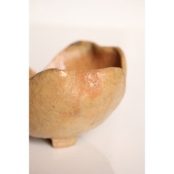 楽九代了入作　楽焼白釉三つ葉向付5客　S2800 