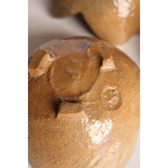 楽九代了入作　楽焼白釉三つ葉向付5客　S2800 