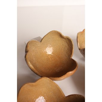 楽九代了入作　楽焼白釉三つ葉向付5客　S2800 