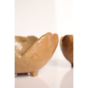 楽九代了入作　楽焼白釉三つ葉向付5客　S2800 