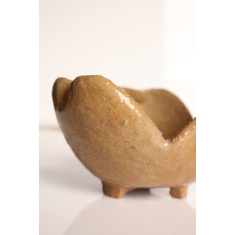 楽九代了入作　楽焼白釉三つ葉向付5客　S2800 