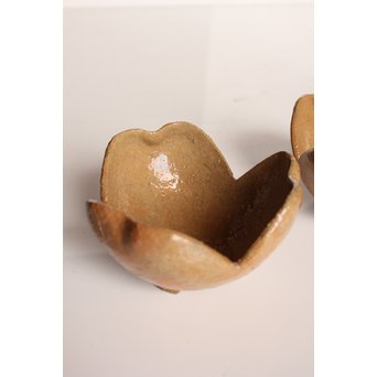 楽九代了入作　楽焼白釉三つ葉向付5客　S2800 