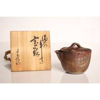 西坂春水　備前手造般若心経彫宝瓶/急須　K340