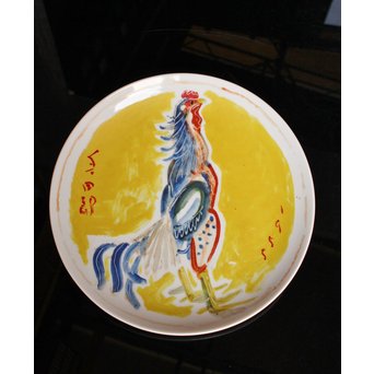 福田豊四郎　鶏　飾皿　S2806