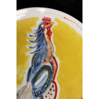 福田豊四郎　鶏　飾皿　S2806 