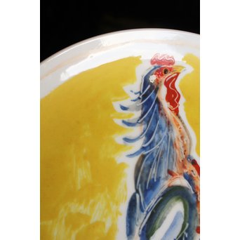 福田豊四郎　鶏　飾皿　S2806 