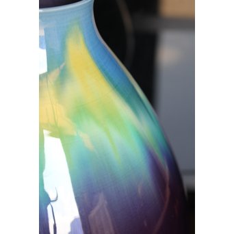 人間国宝　3代徳田八十吉/正彦　碧明釉壺　S2820 