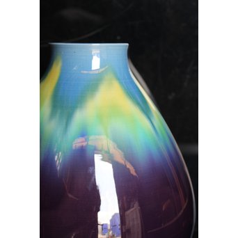 人間国宝　3代徳田八十吉/正彦　碧明釉壺　S2820 