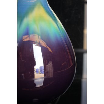 人間国宝　3代徳田八十吉/正彦　碧明釉壺　S2820 