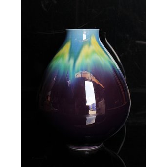 人間国宝　3代徳田八十吉/正彦　碧明釉壺　S2820 