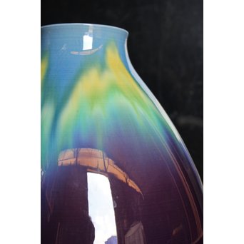 人間国宝　3代徳田八十吉/正彦　碧明釉壺　S2820 