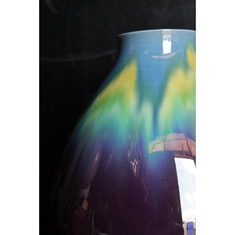 人間国宝　3代徳田八十吉/正彦　碧明釉壺　S2820 