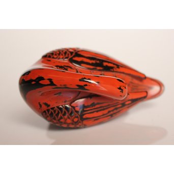 堆朱楊成 木彫根来塗雁形香合　K359 