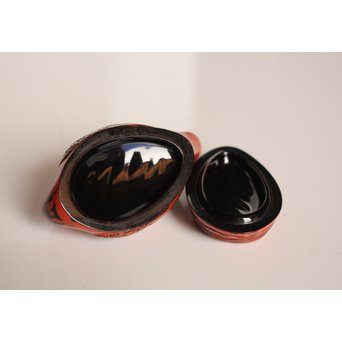 堆朱楊成 木彫根来塗雁形香合　K359 