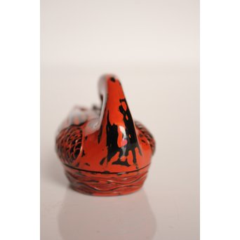 堆朱楊成 木彫根来塗雁形香合　K359 