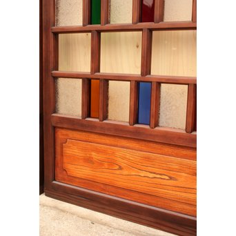 多種細分化升の色ガラス中型建具　2枚1組　GD977 