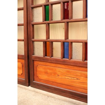 多種細分化升の色ガラス中型建具　2枚1組　GD977 