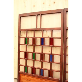 多種細分化升の色ガラス中型建具　2枚1組　GD977 