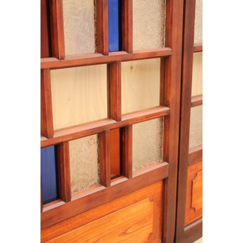 多種細分化升の色ガラス中型建具　2枚1組　GD977 