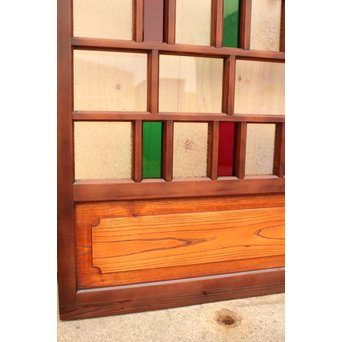 多種細分化升の色ガラス中型建具　2枚1組　GD977 