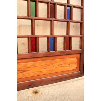 多種細分化升の色ガラス中型建具　2枚1組　GD977 