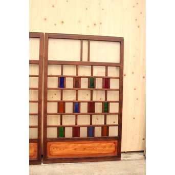 多種細分化升の色ガラス中型建具　2枚1組　GD977 