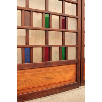 多種細分化升の色ガラス中型建具　2枚1組　GD977 