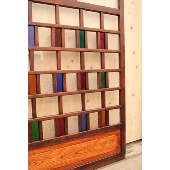 多種細分化升の色ガラス中型建具　2枚1組　GD977 