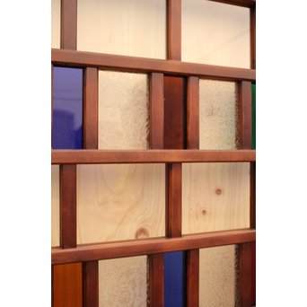 多種細分化升の色ガラス中型建具　2枚1組　GD977 