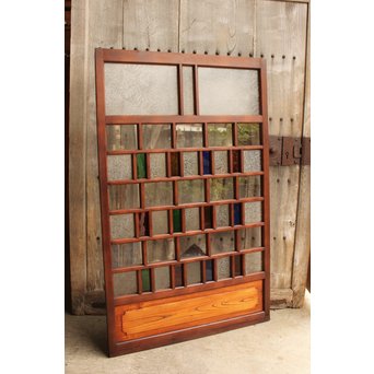 多種細分化升の色ガラス中型建具　2枚1組　GD977 