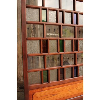 多種細分化升の色ガラス中型建具　2枚1組　GD977 