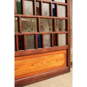 多種細分化升の色ガラス中型建具　2枚1組　GD977 