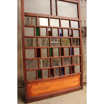 多種細分化升の色ガラス中型建具　2枚1組　GD977 