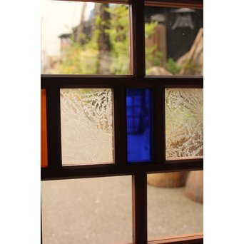 多種細分化升の色ガラス中型建具　2枚1組　GD977 